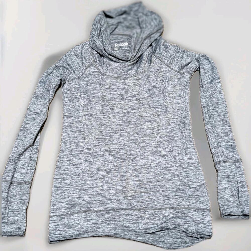 Reebok Play Warm Infinity Long Sleeve Shirt Mock Neck Heather Gray Womens Medium